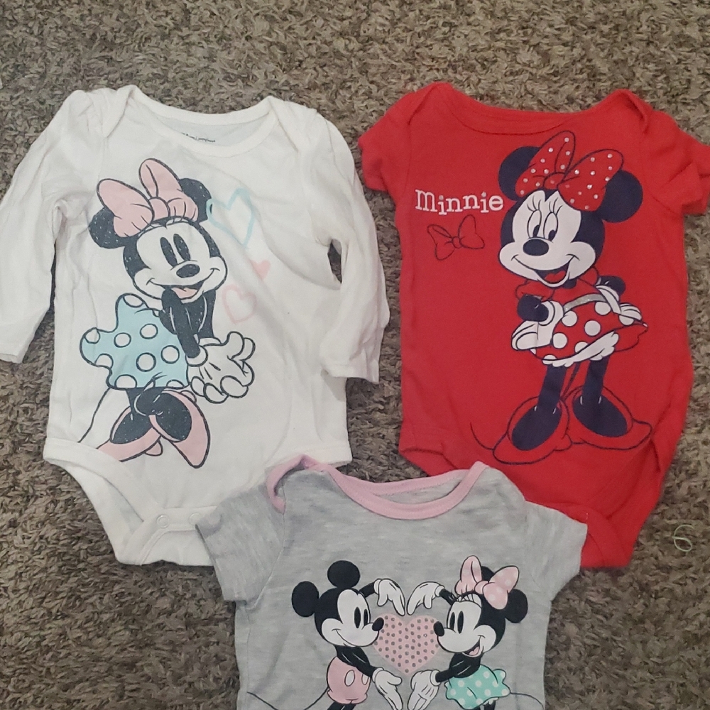 Disney Minnie Mouse Bodysuit Trio - Red, White, Gray